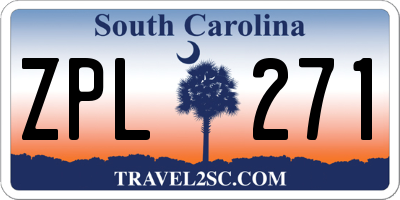 SC license plate ZPL271