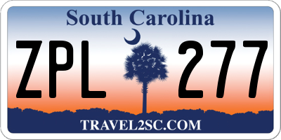 SC license plate ZPL277