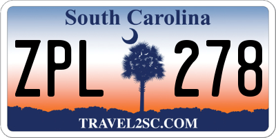 SC license plate ZPL278