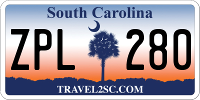 SC license plate ZPL280