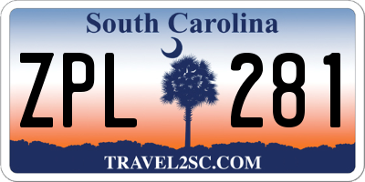 SC license plate ZPL281