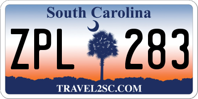 SC license plate ZPL283