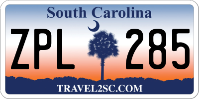 SC license plate ZPL285