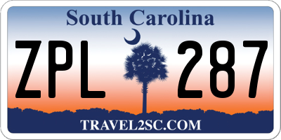 SC license plate ZPL287