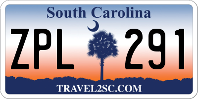 SC license plate ZPL291