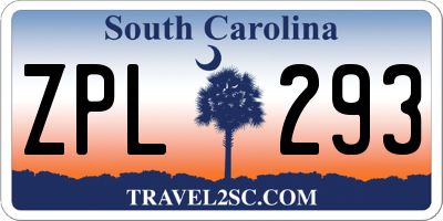 SC license plate ZPL293