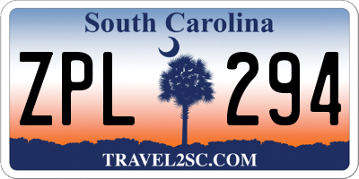SC license plate ZPL294