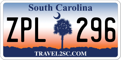 SC license plate ZPL296