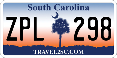 SC license plate ZPL298