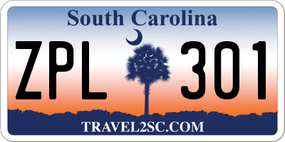 SC license plate ZPL301