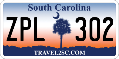SC license plate ZPL302