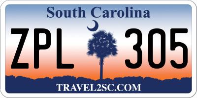 SC license plate ZPL305