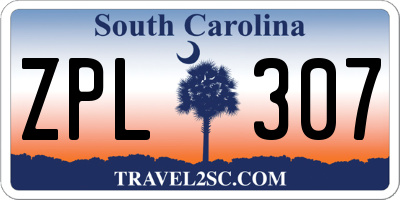 SC license plate ZPL307