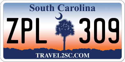 SC license plate ZPL309