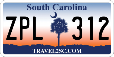 SC license plate ZPL312