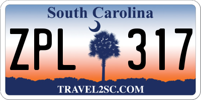 SC license plate ZPL317