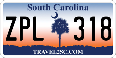 SC license plate ZPL318