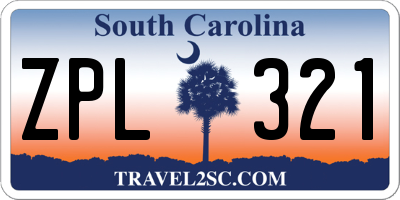 SC license plate ZPL321