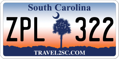 SC license plate ZPL322