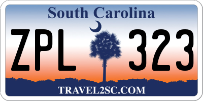 SC license plate ZPL323