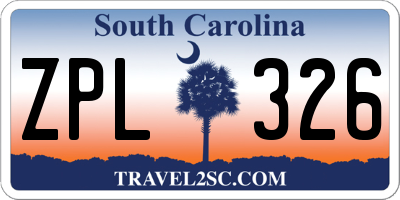 SC license plate ZPL326