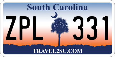 SC license plate ZPL331
