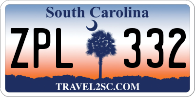 SC license plate ZPL332