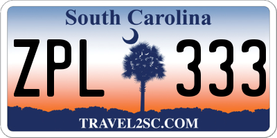 SC license plate ZPL333