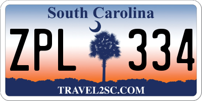 SC license plate ZPL334