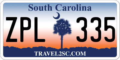 SC license plate ZPL335