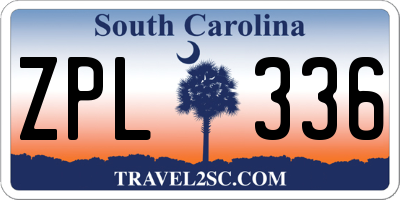SC license plate ZPL336