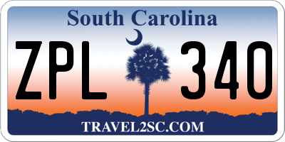 SC license plate ZPL340