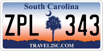 SC license plate ZPL343