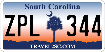 SC license plate ZPL344