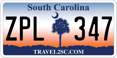 SC license plate ZPL347