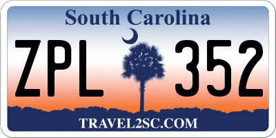 SC license plate ZPL352