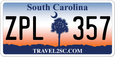 SC license plate ZPL357