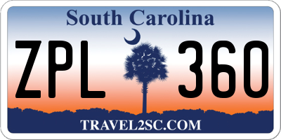 SC license plate ZPL360