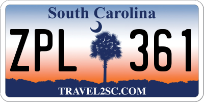 SC license plate ZPL361