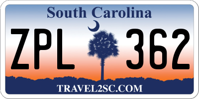 SC license plate ZPL362