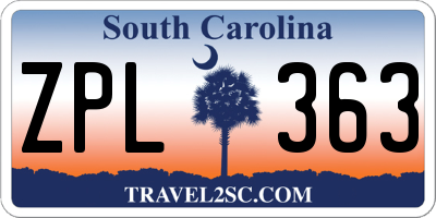 SC license plate ZPL363