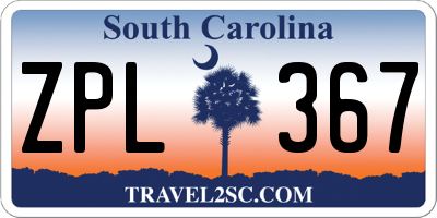 SC license plate ZPL367