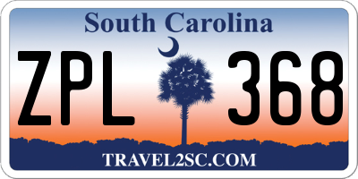 SC license plate ZPL368