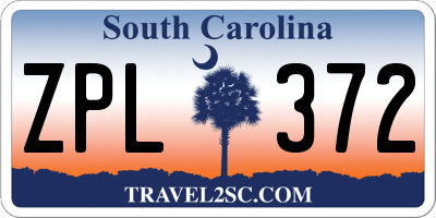 SC license plate ZPL372