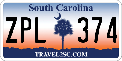SC license plate ZPL374