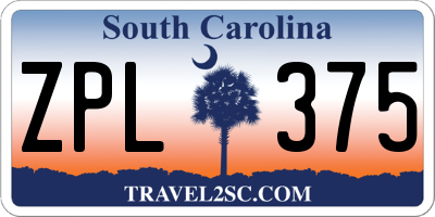 SC license plate ZPL375