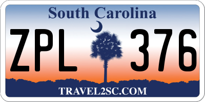 SC license plate ZPL376