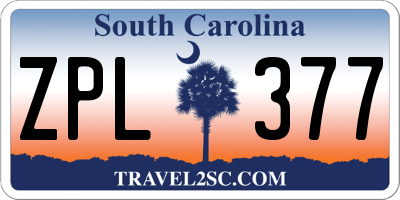 SC license plate ZPL377
