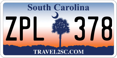 SC license plate ZPL378