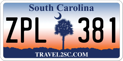 SC license plate ZPL381